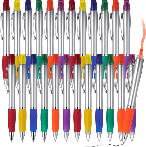 Colarr 30 Pcs Highlighter with Ballpoint Pen Combo, Chisel Tips for Student Office Writing Coloring Highlighting