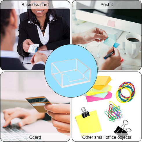 Clear Acrylic Sticky Notepad Holder, 3.94" x 3.94" x 1.77" for Office Desk Accessories, Acrylic Sticky Note Dispenser