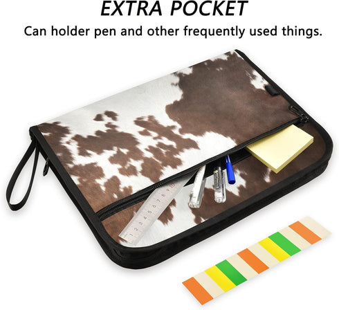 Western Cow Skin Texture Expanding File Folder, 13 Pockets Accordion Document Organizer with Zipper Closure