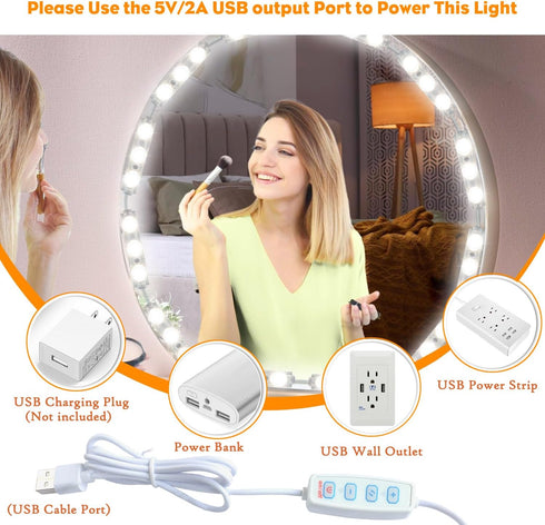 DLOMT 3 Dimmable Vanity Lights for Mirror LED Makeup Light Strip with Color Temperature Lighting Modes and Stick on