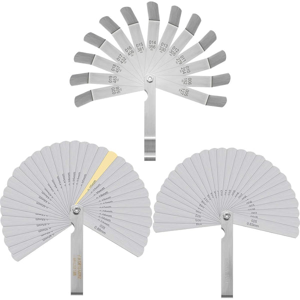 Weewooday 3 Pieces Stainless Steel Feeler Gauge, Dual Marked Metric Offset Valve Thickness Gauge, 32/26/16-Pieces