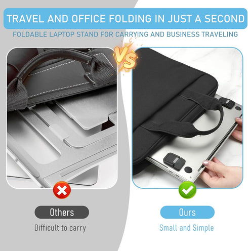 Skrfren 4pcs Portable Keyboard Riser, Mini Foldable Laptop Stand for Desk Self-Adhesive Plastic Invisible Laptop Feet