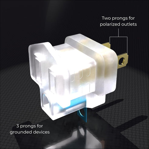 2 Prong to 3 Prong Adapter, 4 Pack, Turn Any 2 Prong Outlet into A 3 Prong Outlet with Outlet Adapter Converter