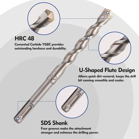 WORKPRO 17-Piece SDS-Plus Rotary Hammer Drill Bits and Chisel Set for Concrete and Stone