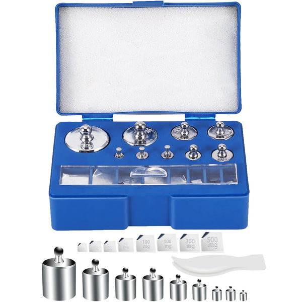 17 Pcs Calibration Weights Set, Precision Stainless Steel Weights for Digital Balance Scale, 10mg-100g