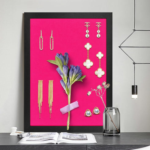 Pink Bulletin Boards Cork Board with Felt, 17"x13" Small Display Pin Board for Walls, Jewelry, Photos, 1pc