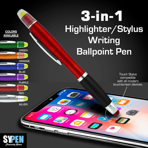 Bible Highlighter with Pen and Stylus, 3 in 1 Combo, Pack of 12 All Yellow Highlighters, Black Ballpoint Ink, Wax Gel