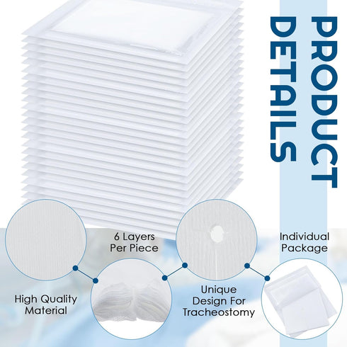 200 2" 2" 6 2 Timgle Pcs x Split Gauze Pads Ply Split Drain Sponge Gauze Non Woven Slit Bandage Sponges with Roll