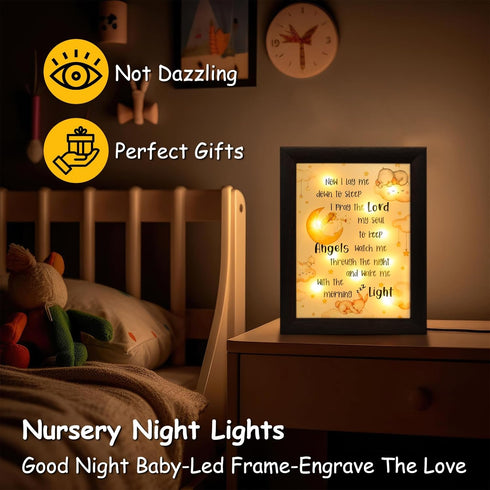 YLOVAN Baptism Gifts for Boys Girls - Night Light Nursery Decor Frame for Bedtime Prayer, Christening Dedication
