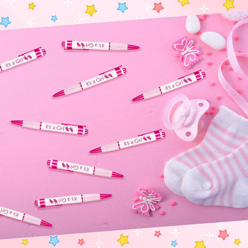 Woanger 36 Pcs Baby Shower Pens, Retractable Gel Pens, Blue or Pink Baby Shower Favors, Thank You Gifts