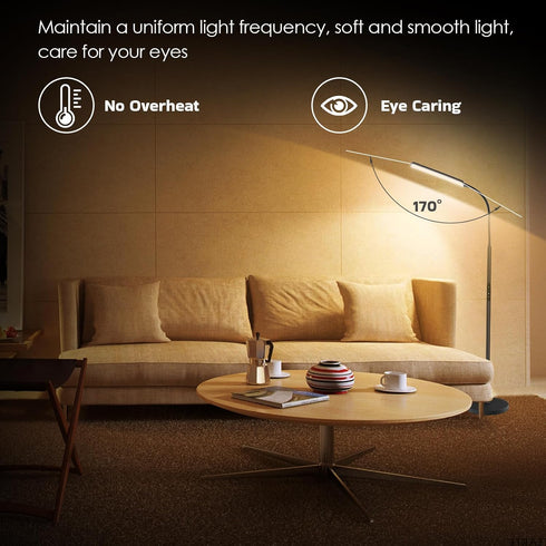 15W 1H 3000K-6000K Dimunt LED Floor Lamp, Bright Floor Lamps for Living Room with Timer, Stepless Adjustable Colors