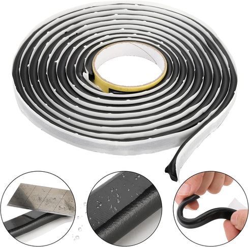 ZOOFOX 2 Pack Butyl Seal Tape, 3/8" x 30 Feet Black Rubber Sealant Tape for RV Patching, Window Caulking