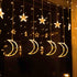 138 8.2ft 3.2ft 8 Dazzle Bright Ramadan Curtain String Lights, LED x Warm White Star Moon Lighting Modes Fairy Lights
