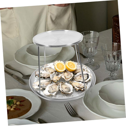 Double-Layer Stainless Steel Seafood Display Tray Reusable Serving Plate for Parties Buffet and Weddings for Oysters