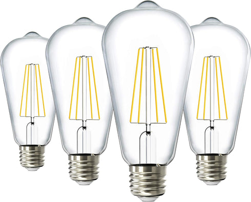Sunco Lighting 4 Pack LED Edison Light Bulbs, 3000K Warm White, CRI90 7W Equivalent 60W, Vintage Style, E26 Base