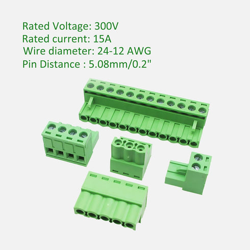 50PCS 2 Pin 5.08mm Pitch PCB Mount Screw Terminal Block Connector, Pluggable Quick Male Plug Connector