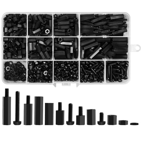 600PCS M3 Male Female Nylon Hex Spacer Standoffs Screws Nuts, Motherboard Standoffs and Screws Assortment Kit