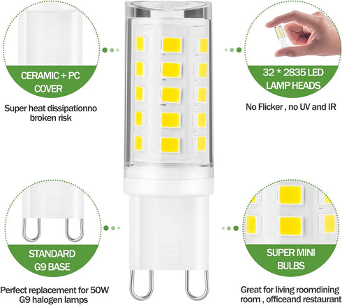 G9 Bulbs, 3W, 300Lm 30W Bulbs Bulbs, Dimmable (Pack 5) (3000K Led Light Halogen Equivalent, Energy Saving Led