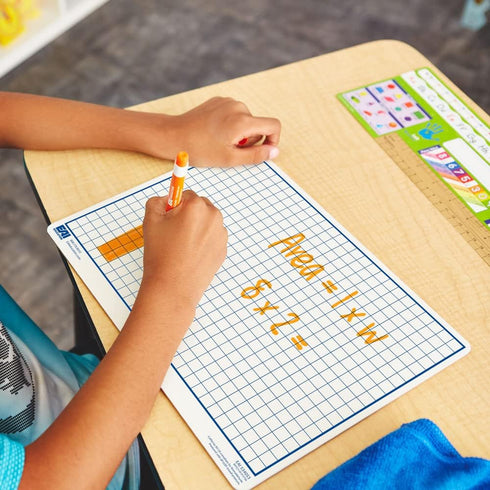 EAI Education Centimeter Grid Dry-Erase Boards - 9" x 12" Double-Sided Set of 10