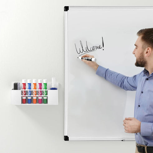 HBlife Wall Mount Acrylic Dry Erase Marker Holder, 10 Slots for Office, School, Home, White (Markers Not Included)