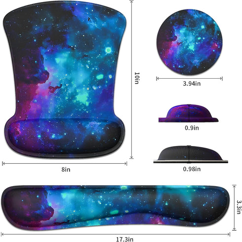Wrist Rest Support Ergonomic Gel Mouse Pad & Memory Foam Keyboard Set, Non-Slip Rubber Base for Easy Typing and Pain