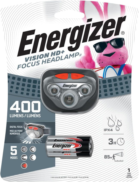 Energizer Pro400 LED Headlamp - Rugged IPX4 Water Resistant Head Light, Ultra Bright for Running, Camping, Outdoor,
