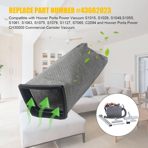 4 PCS Cloth Bag Replacement for Hoover Porta Power Swingette S1015 S1029 and CH30000 Commercial Vacuum