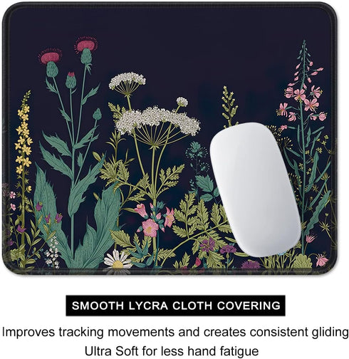 Mouse Pad - Square Nature Style Anti-Slip Rubber Mousepad with Stitched Edges for Gaming and Office