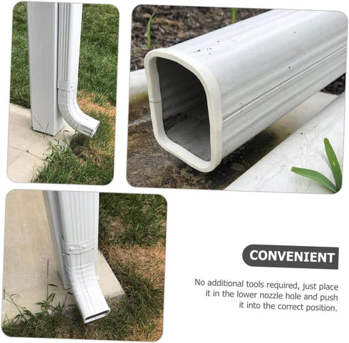 OSALADI 6 Pcs Gutter Cleaner - Drain Nozzle Sleeve, Gutter Brush, Downspout Guard, End Caps, White Metal Rubber