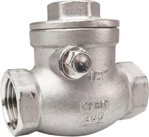 1/2" NPT Swing Check Valve Female WOG 200 PSI PN16 CF8M, Stainless Steel SS316