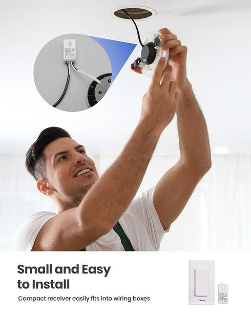Programmable, 1300ft Zoiinet Wireless Lights Switch Kit, Buckle Design & Removable, Muti Way Switch, No WiFi Needed