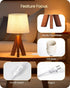 14.6 Inch E26 LE51TL05 Tripod Table Lamp, Small Bedside Lamp with Beige Linen Shade, Modern Nightstand Lamp