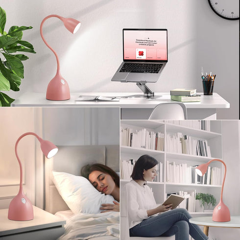 360 EJIAXIN Gooseneck Desk Lamp LED Flexible Reading Light Small Desk Lamps for Small Spaces Home Office Bedroom