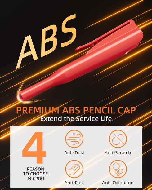 4 Pack Set 52 Nicpro Carpenter Pencil with Sharpener & Sleeve, Mechanical Carpenter Pencils with Refill, Deep Hole
