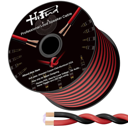 14/2 Gauge 75 FT Red Black Hookup Electrical Wire Cable, LED Strips Extension Cord, 14AWG Flexible Speaker Wire