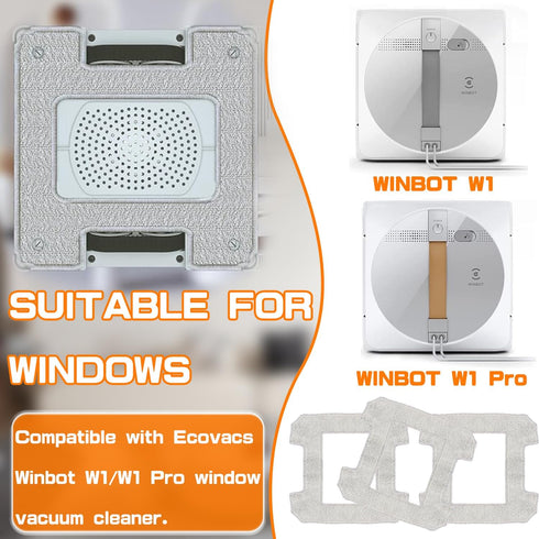 8 Pack Washable Mop Cloths for Ecovacs Winbot W1 W1 Pro Window Vacuum Cleaner Robot Replacement