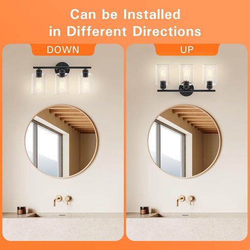 3 Espird Bathroom Vanity Light Fixtures Matte Black Bathroom Lighting Fixture, Lights Bathroom Light Fixture Over