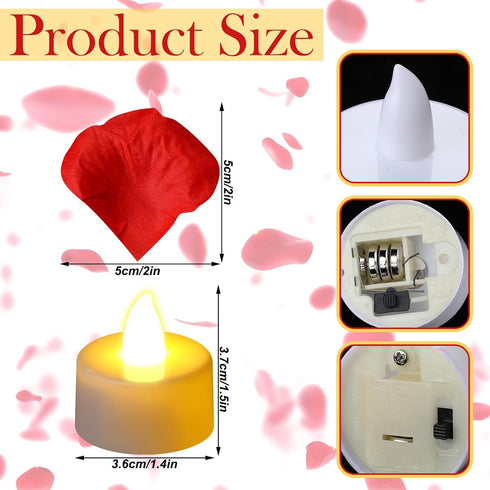 Grinsvalley Set, LED Felt Letter Board with Rose Petals and Candles Word Board with Letters, Artificial Rose Petals