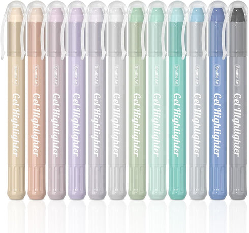 Shuttle Art Bible Highlighters and Pens, 12 Dusty Colors Gel Highlighters No Bleed Through for Journaling and Studying