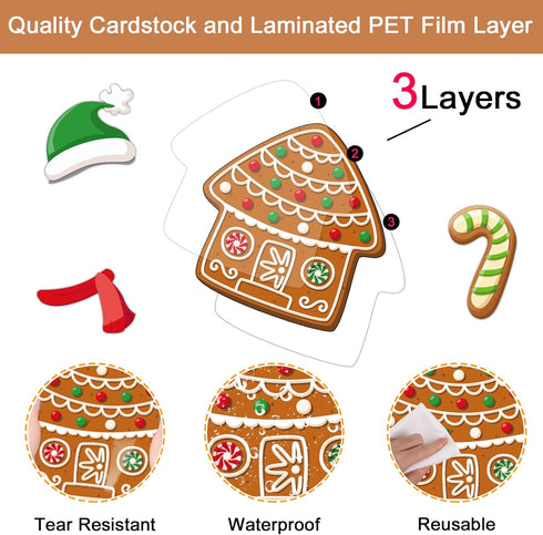 Christmas Cutouts - Xmas Gingerbread Classroom Bulletin Board Decorations for Merry Christmas Party Supplies