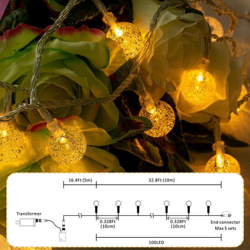 49 100 8 (100, Ogrmar ft LED Globe Ball String Lights Modes Crystal Bubble Ball String Lights with Remote, Timer