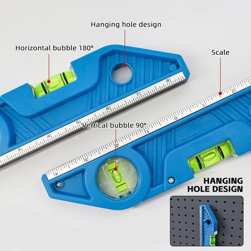 WBE 4-Piece Set, 9 Inch 0/90 4 Pack) Torpedo Level Magnetic Level, with Bubbles, Large Viewing Window, V-Groove
