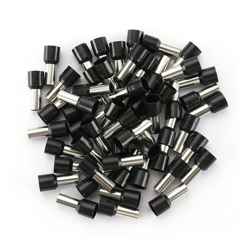 Baomain AWG 8/10.0mm² Wire Copper Crimp Connector, Insulated Ferrule Pin Cord End Terminal, Pack of 100, Black