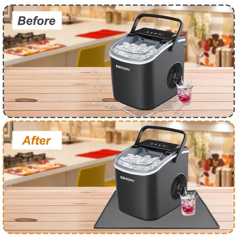 Silicone Ice Makers Countertop Mat - Waterproof with Raised Edge to Prevent Liquid Spillage, 19“x12”