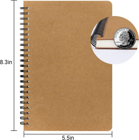 EUSOAR Hard Cover Spiral Notebook, A5 3Pack 5.5"x8.3" 120 Pages Graph Spiral Notebook Journals, Wirebound Journal Sketch Notebook for Math and Science Students Engineering Artist Drawing by EUSOAR