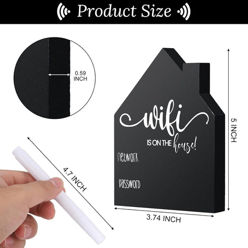 Jetec WiFi Password Sign, Wooden Freestanding Chalkboard Style Sign with Erasable Pen for Home Business Decor (5 x 3.7
