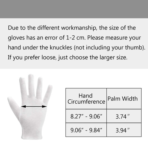 10 Pairs Archival Photo Gloves, White Work Gloves for Handling Art and Photography