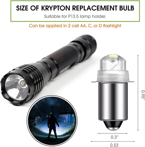 30 Lumen 3-Volt LED Replacement Bulb Flashlight Bulbs LED Torch Flashlight Bulb with 10 Year Lifespan, 41-1643 (5). by Honoson