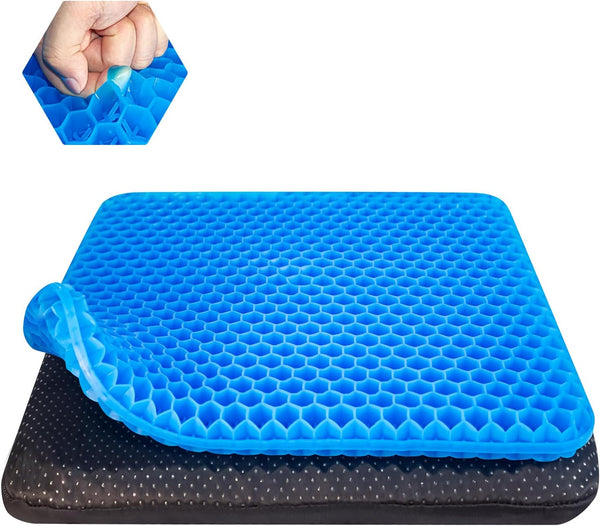 Large Gel Seat Cushion for Long Sitting, 17.7 x 17.7 inches, Soft & Breathable Non-Slip Cover for Chair