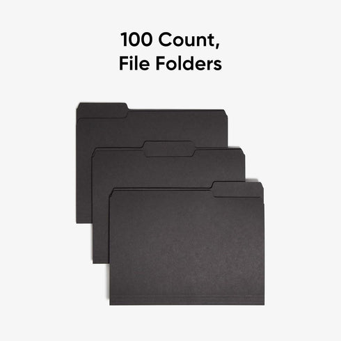 Smead Interior File Folder, Black, 1/3-Cut Tab, Letter Size, 100 per Box (10243)